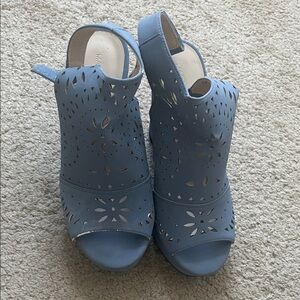Marc Fisher Light Blue Cutout Peep-Toe Heels